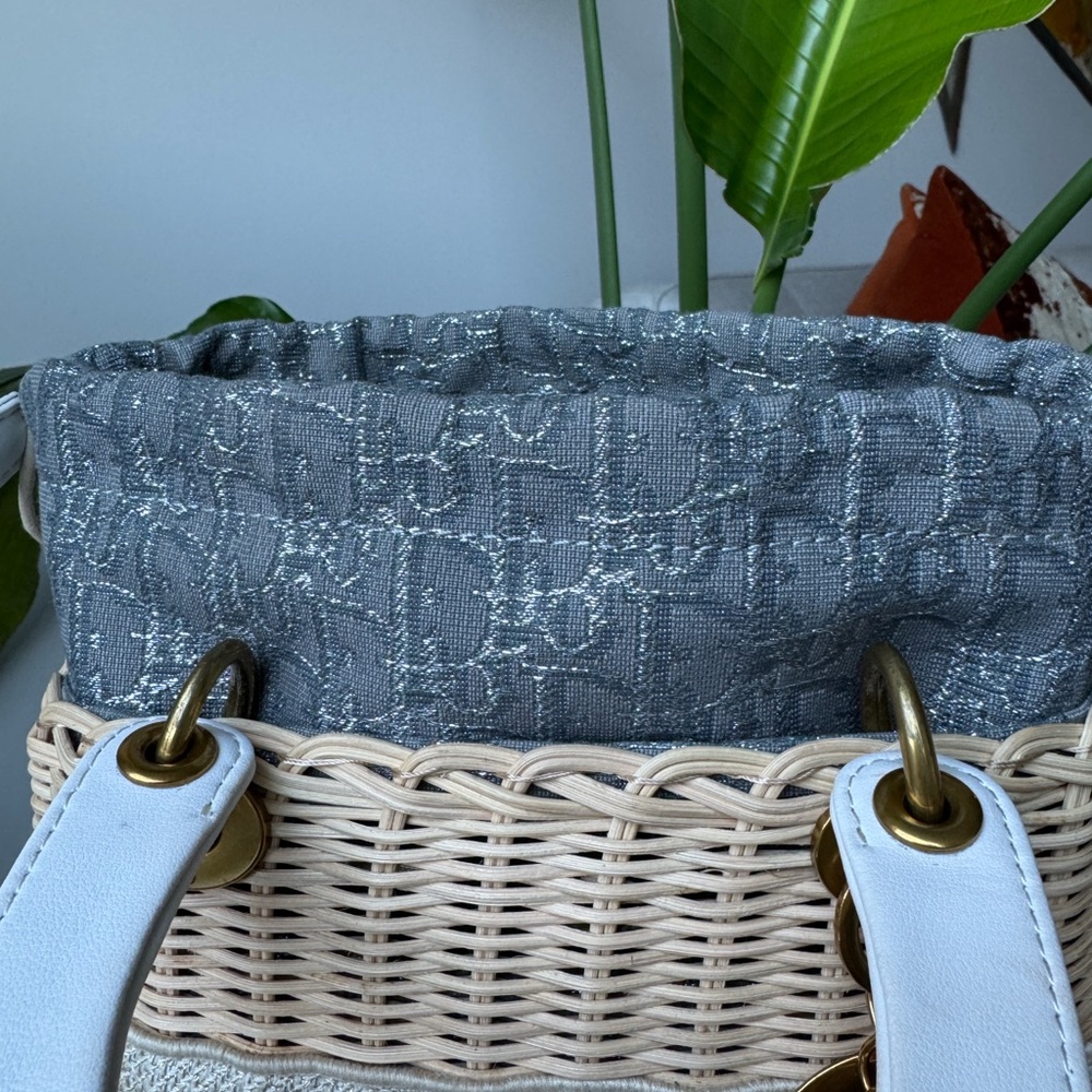 Dior White & Natural Woven Diorissimo Tote - Picture 5 of 11